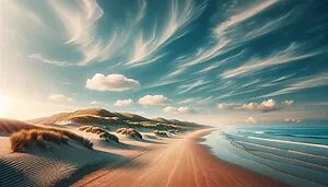 Breiter Sandstrand am Hundestrand Banjaard in Zeeland