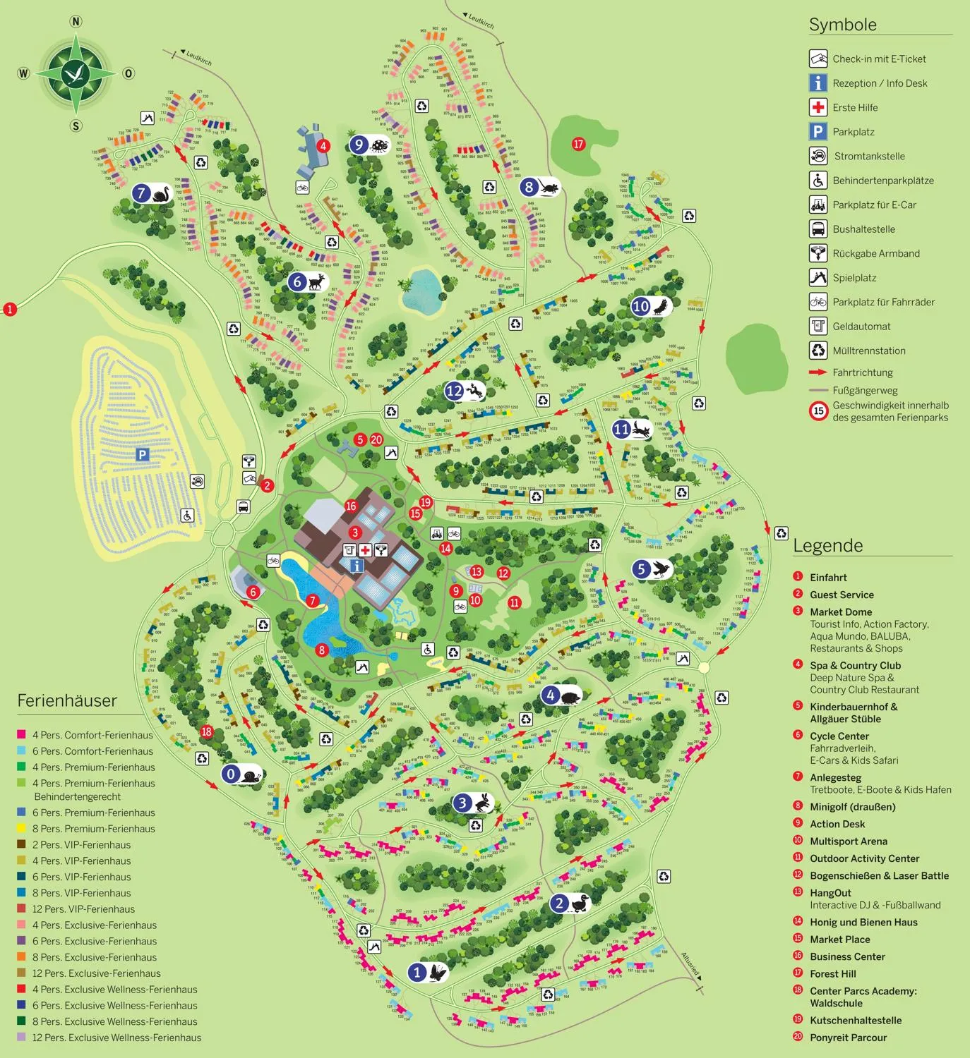 Parkplan des Center Parcs Park Allgäu