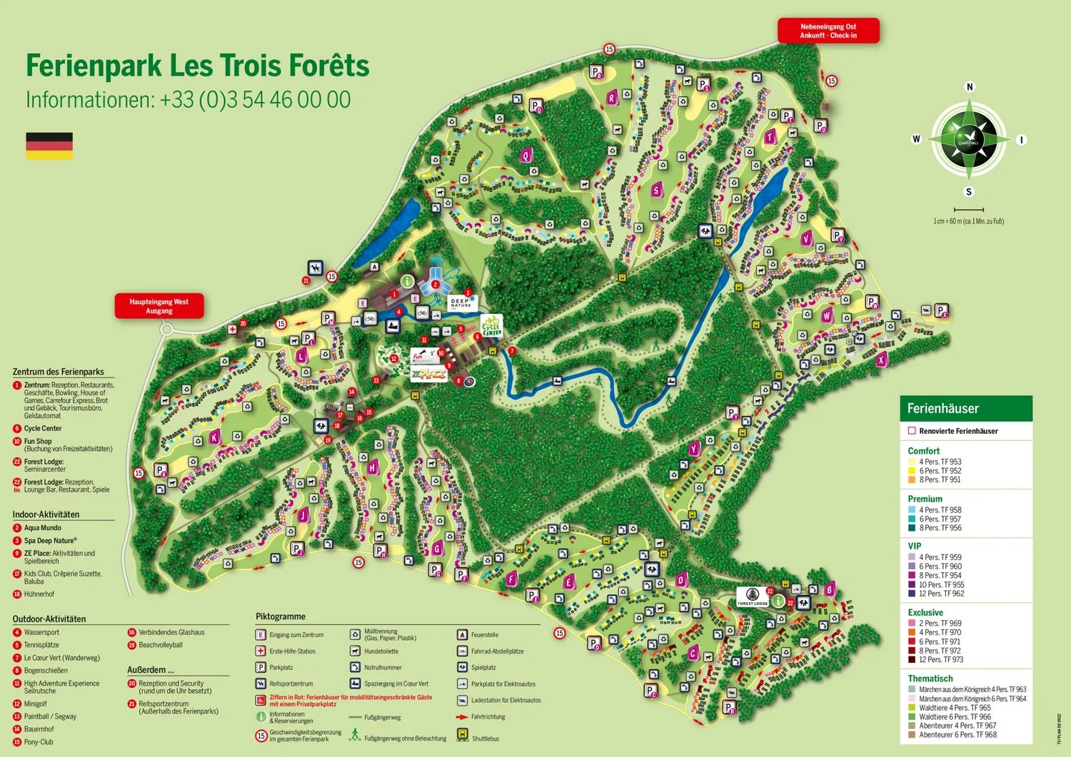 Parkplan des Center Parcs Les Trois Forêts