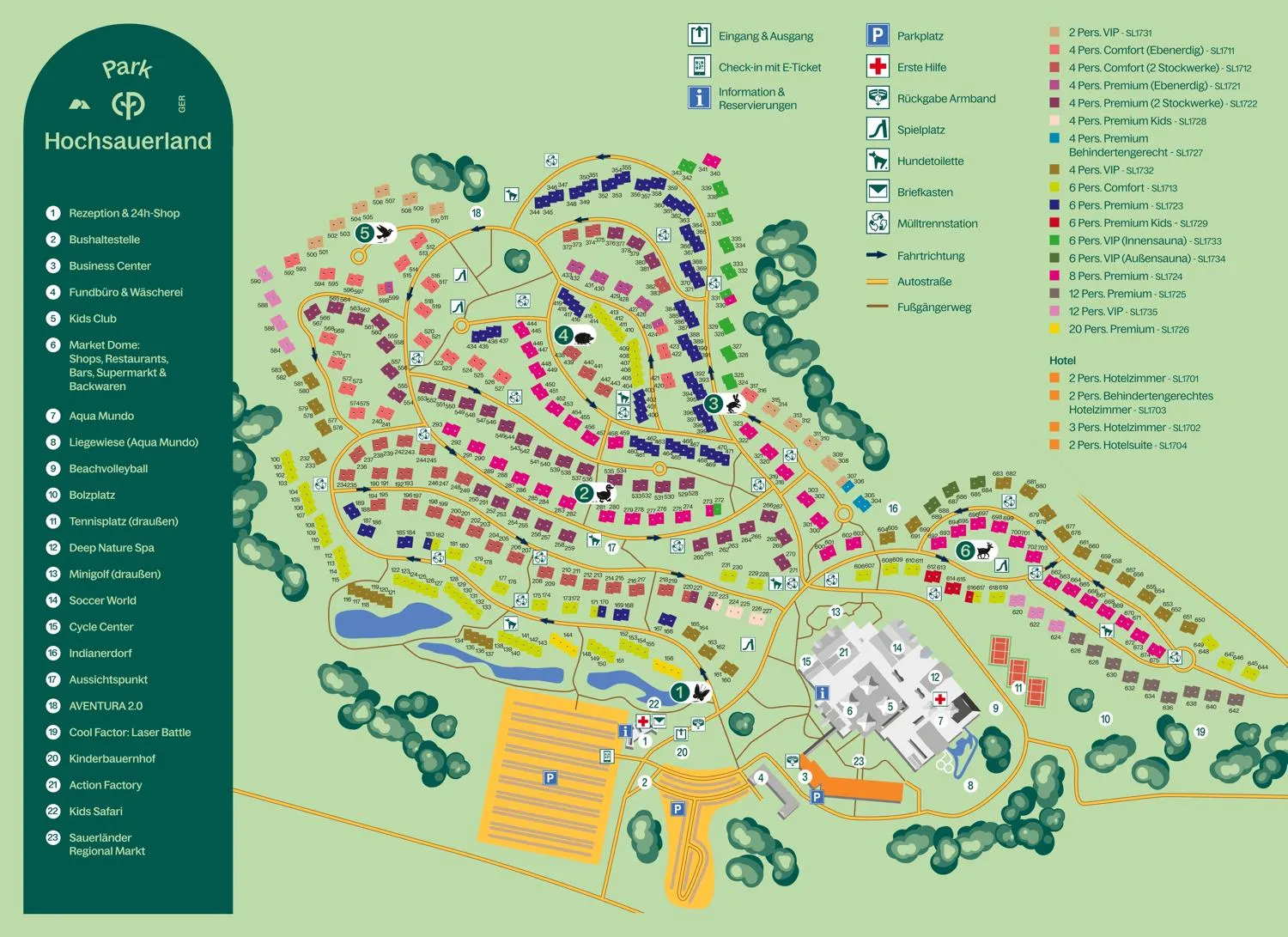 Parkplan des Center Parcs Park Hochsauerland